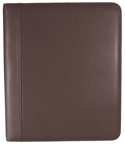 brown Napa leather embosed ring binder cover